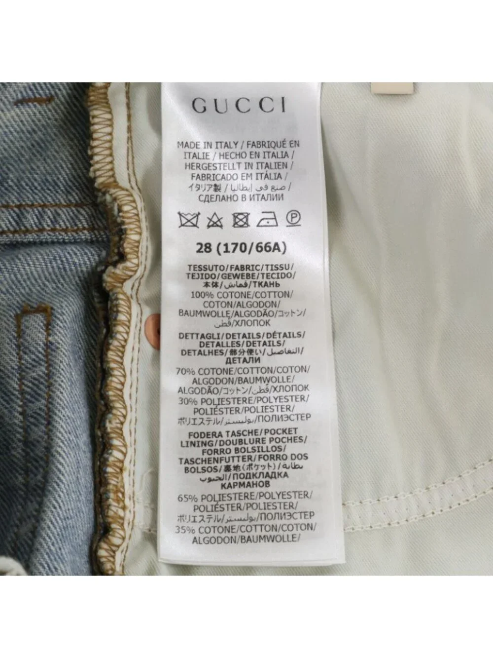 Gucci Light Blue GG Turnup Washed Denim Pants 28